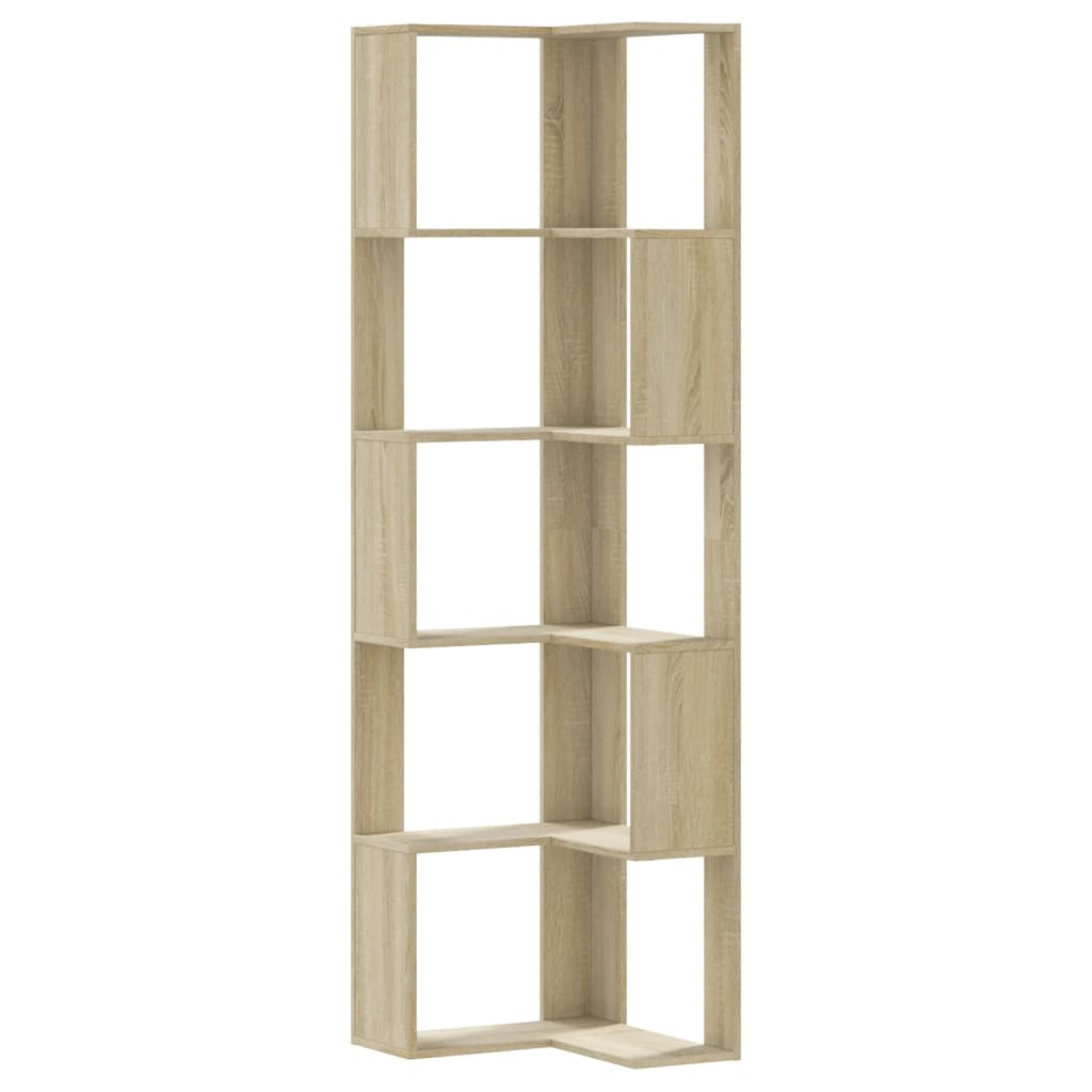 Corner Bookcase 5-Tier Sonoma Oak 50x50x179 cm Engineered Wood