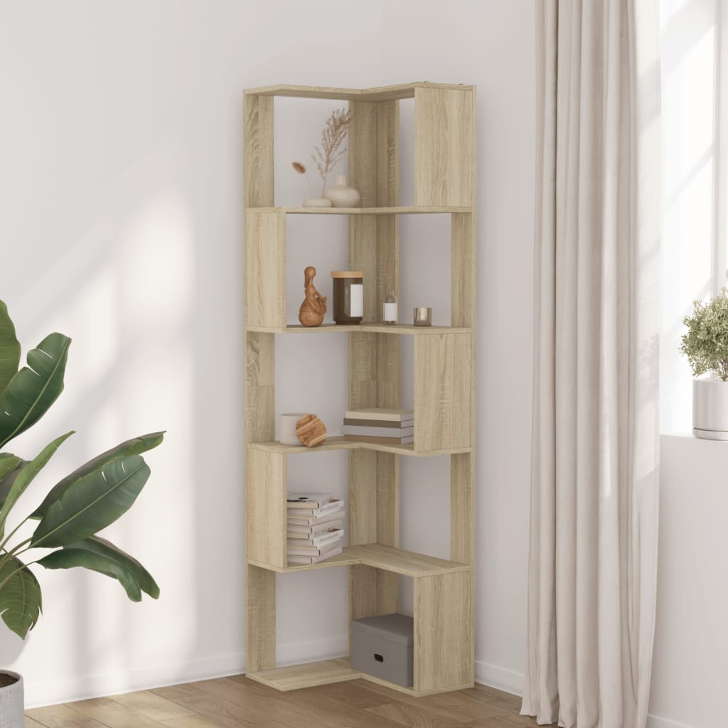 Corner Bookcase 5-Tier Sonoma Oak 50x50x179 cm Engineered Wood