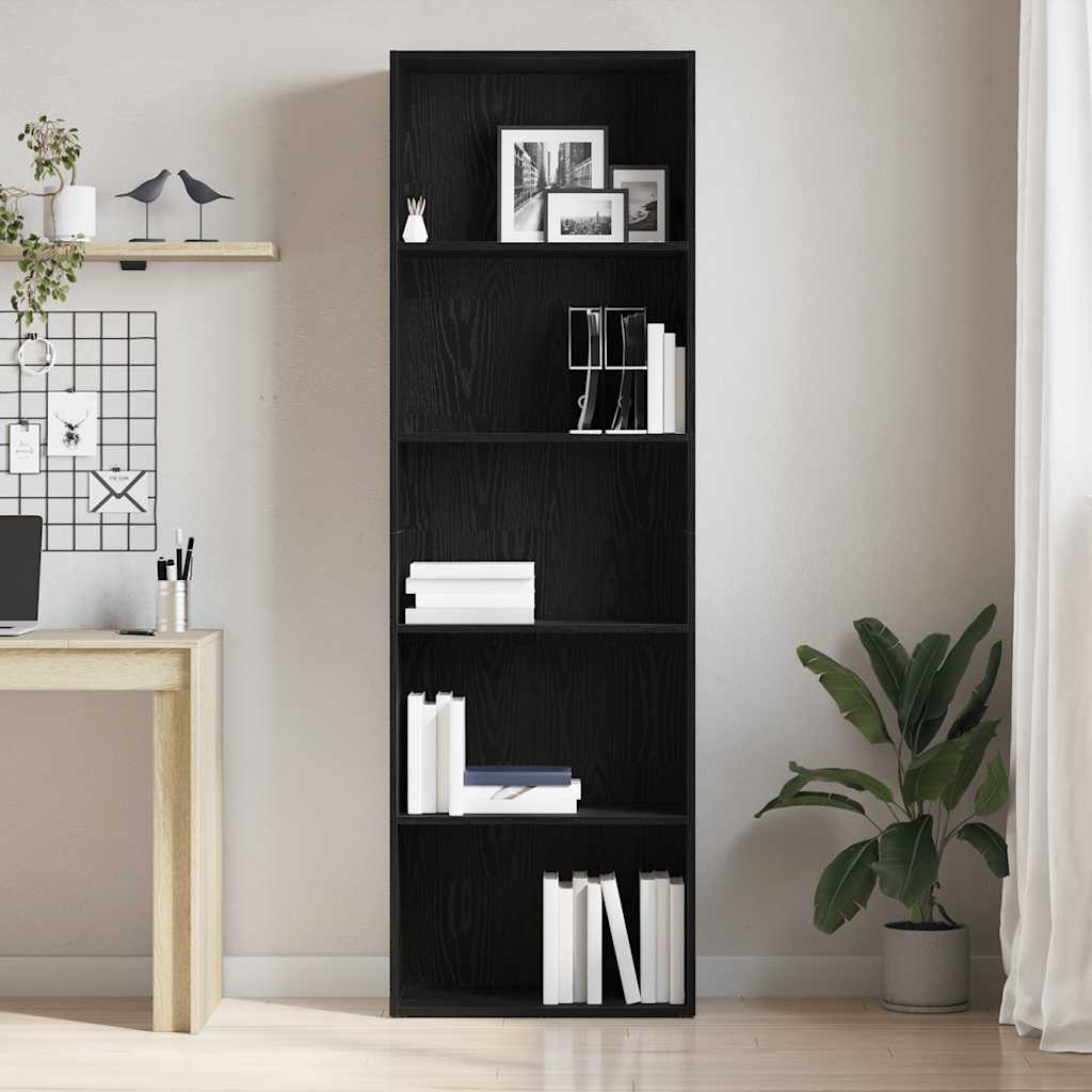 Bookcase Black Oak 60x30x189 cm Engineered Wood