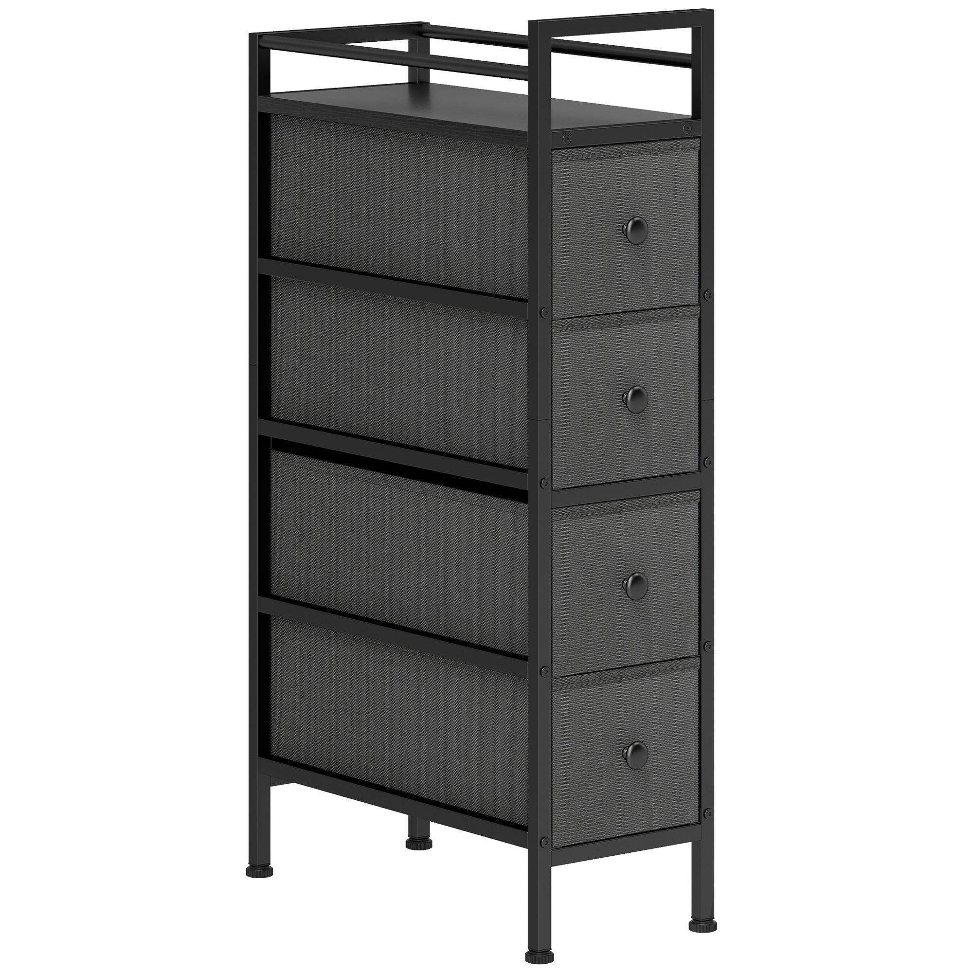 4 Drawer Fabric Dresser Chest of Drawers Slim Storage Cabinet w – Bobobiy