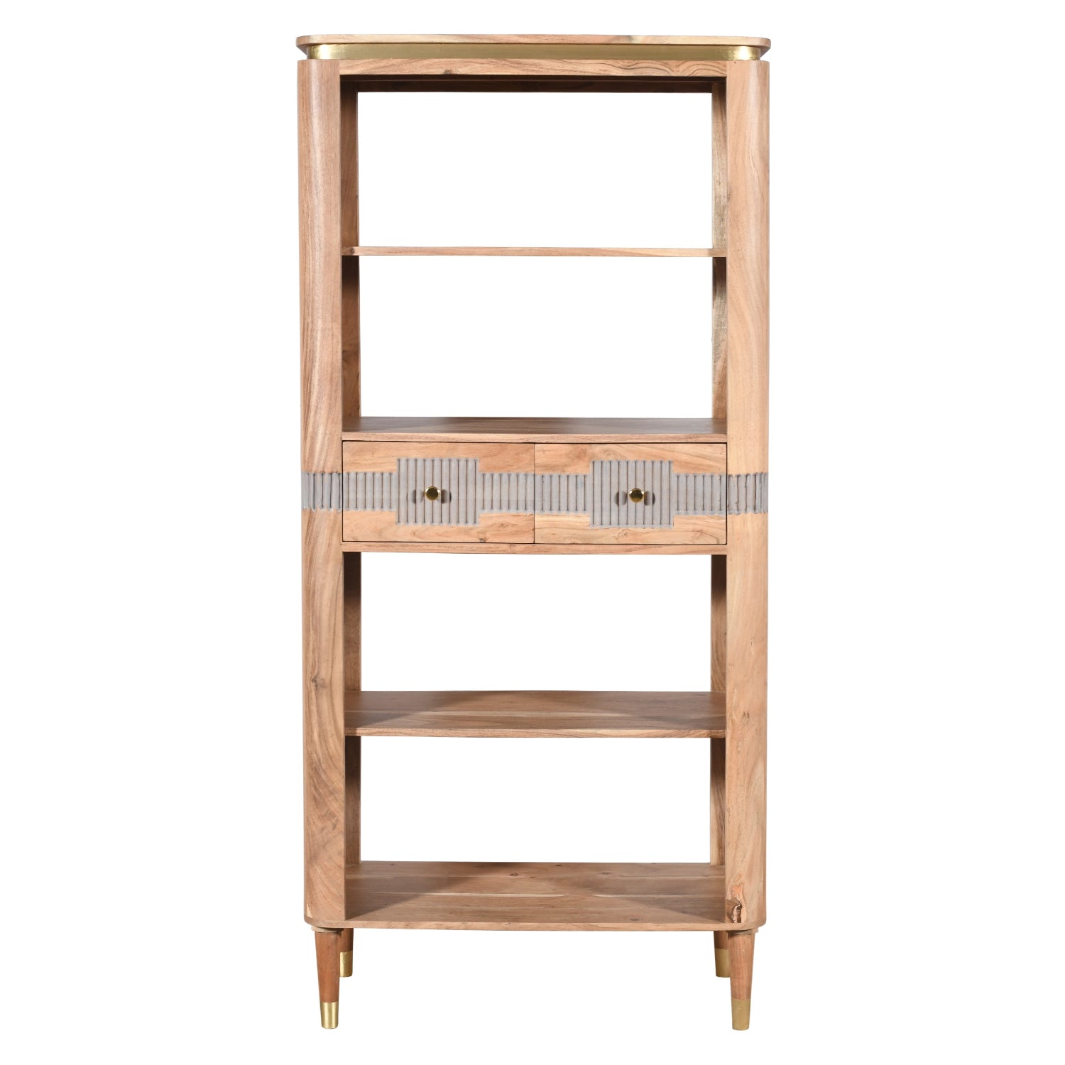 Berkley Acacia Wood 2 Drawers Open Bookcase