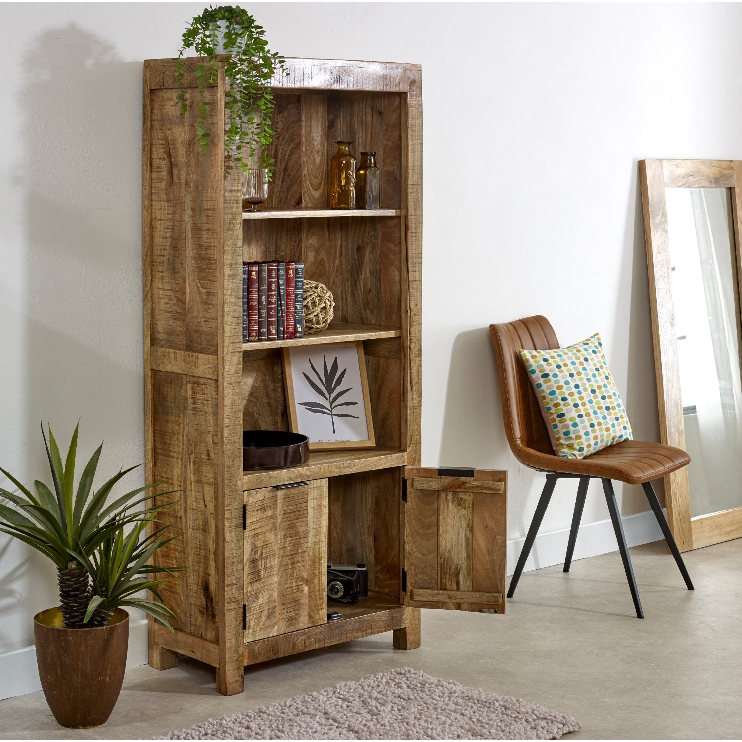 Merlin Mango Wooden Bookcase With 2 Doors