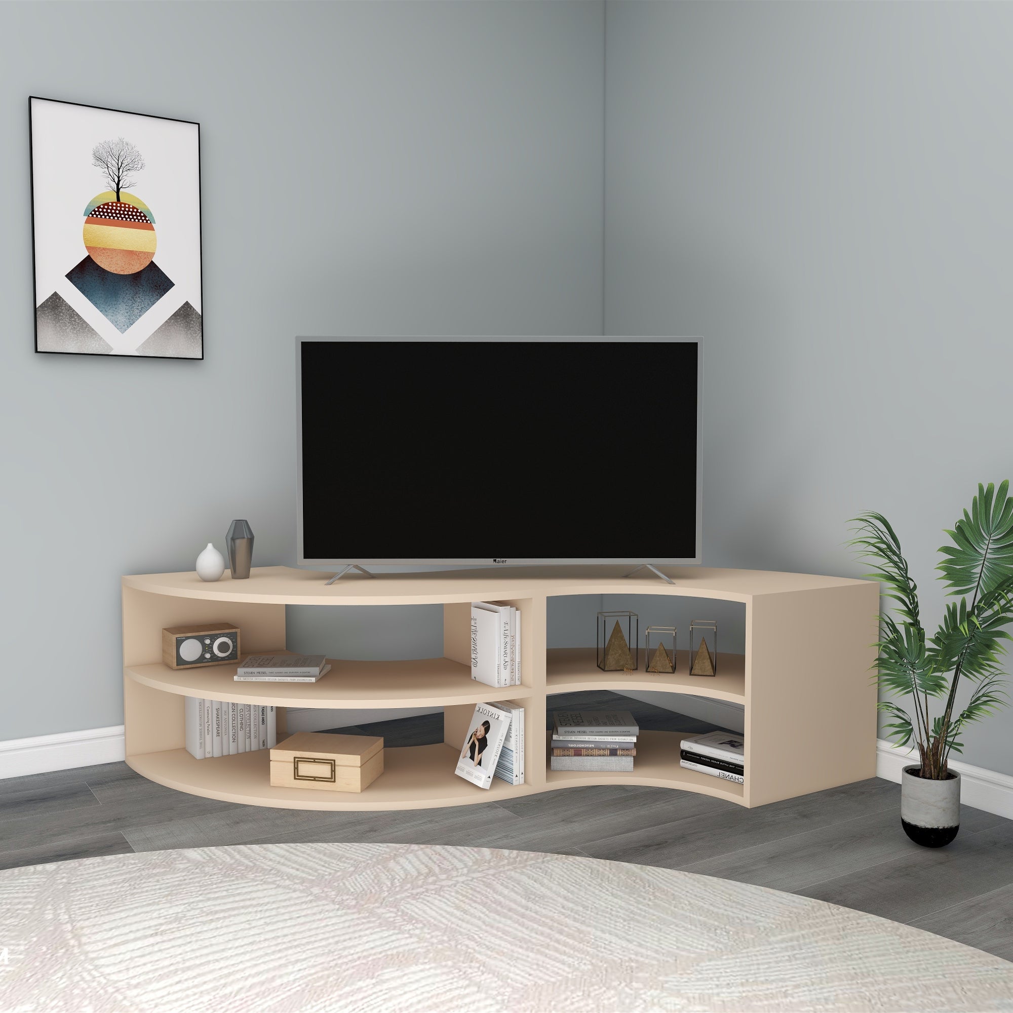 Melitta Corner TV Stand with Shelving Unit