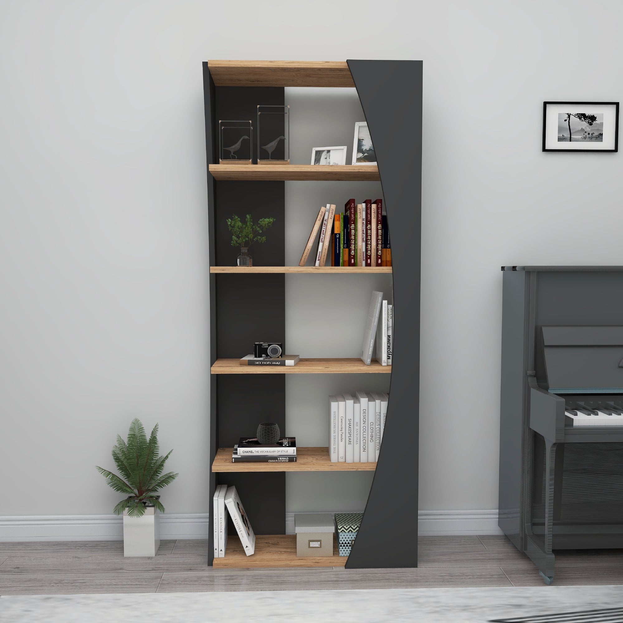 Bookcase Bookshelf Shelving Unit with 5 Tier Open Shelves Nestor