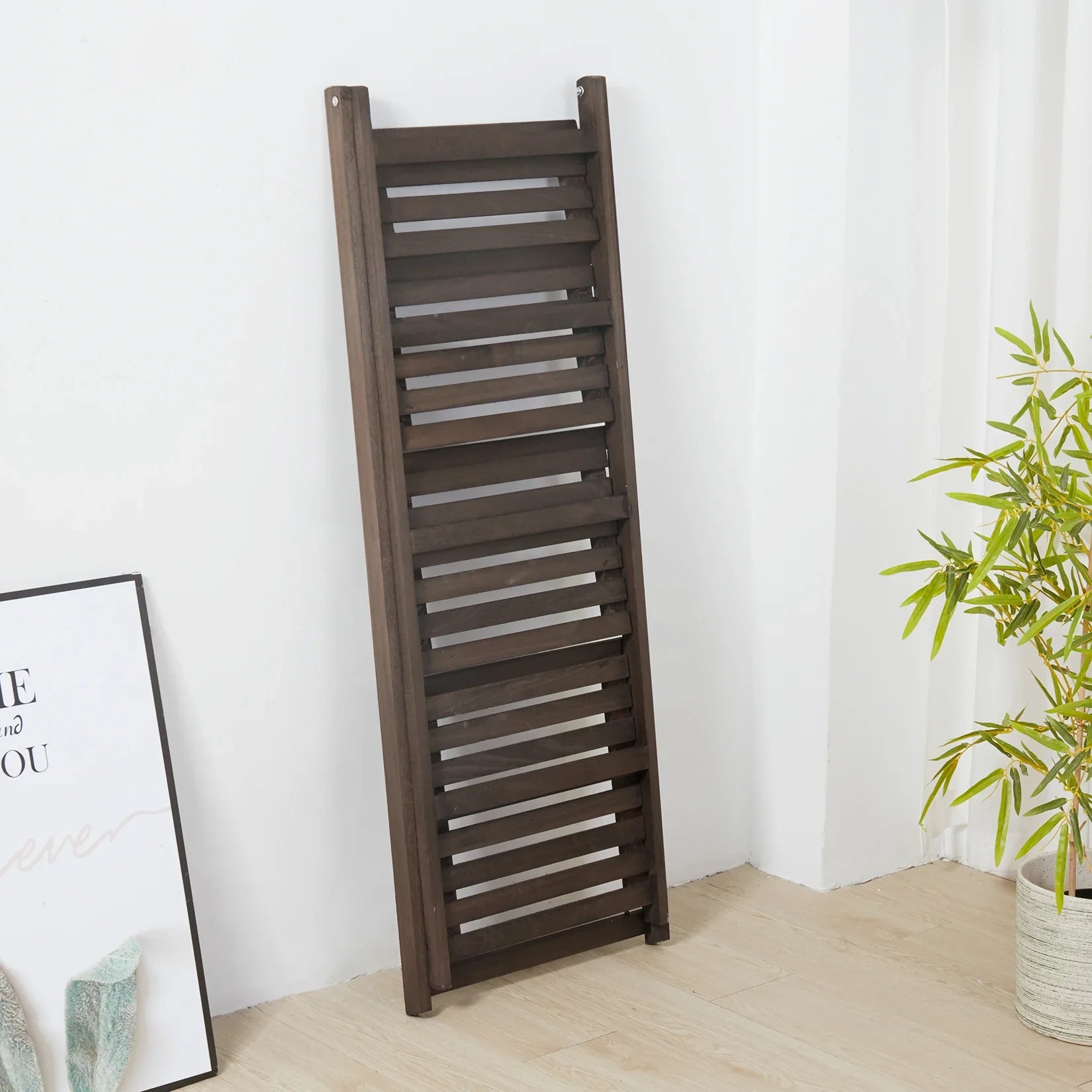 Folding 4 Tier Ladder Shelf, Storage Shelving Unit, Wooden Bookcase, Plant Flower Display Rack, Indoor Rack
