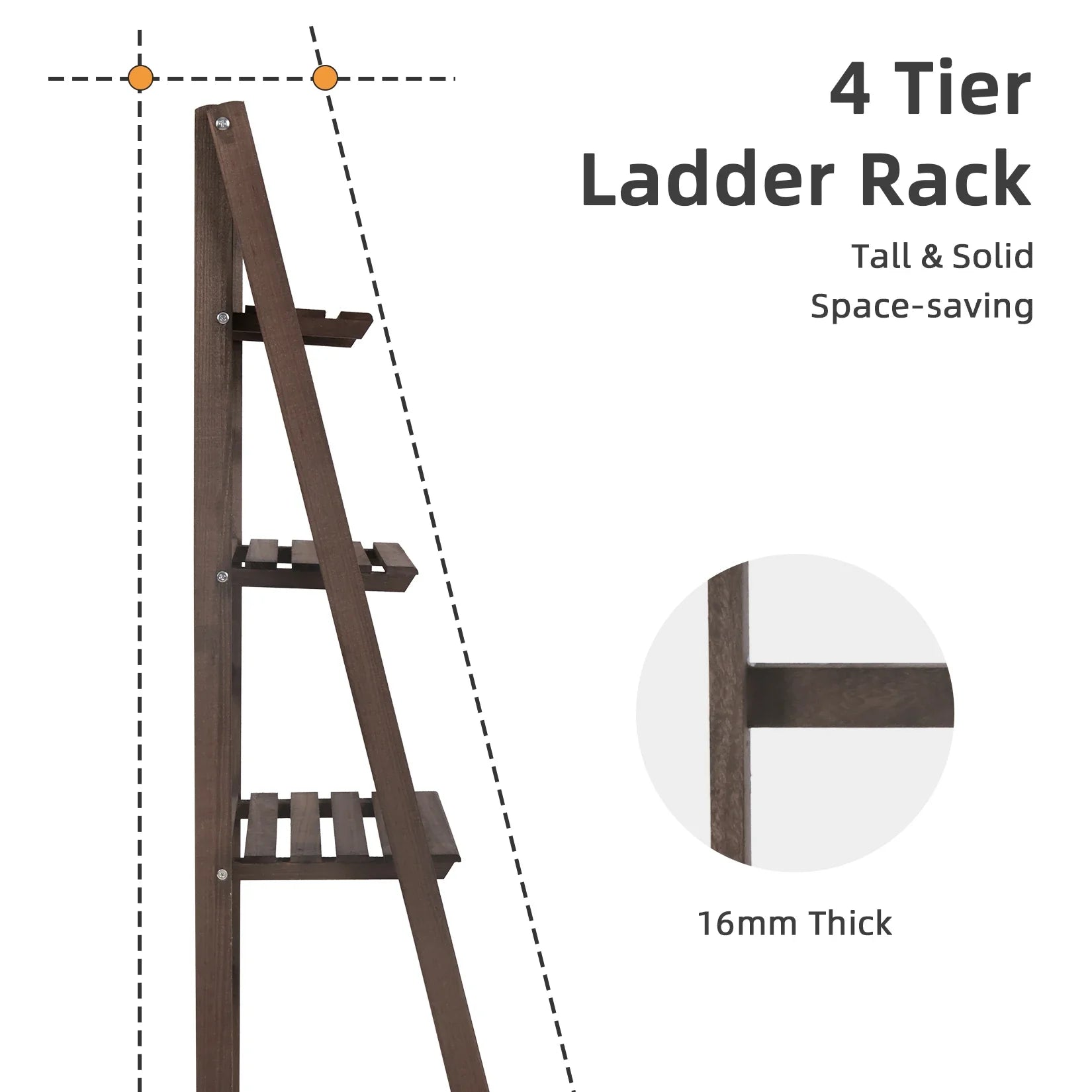 Folding 4 Tier Ladder Shelf, Storage Shelving Unit, Wooden Bookcase, Plant Flower Display Rack, Indoor Rack