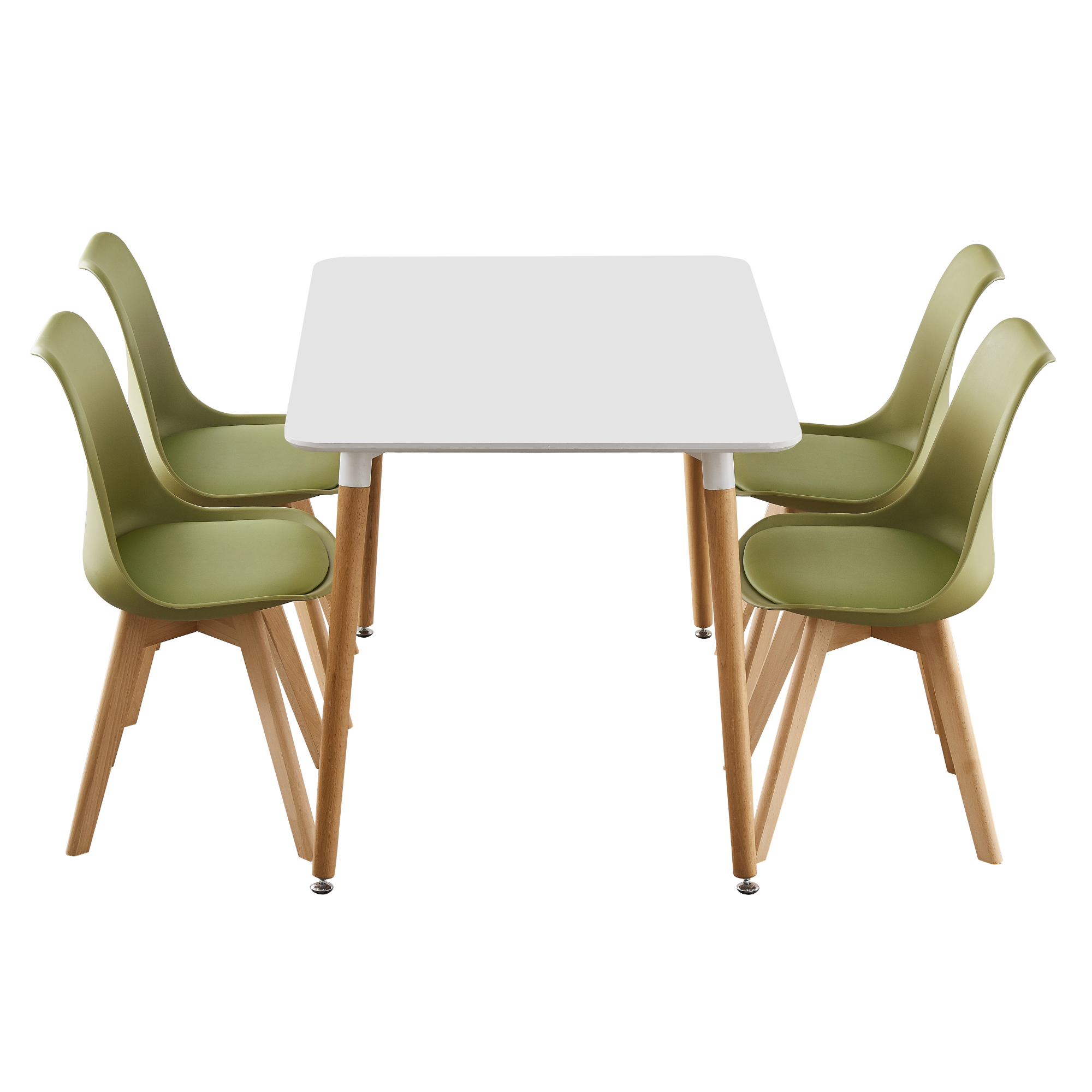 5PCs Dining Set - a White Halo Dining Table & Set of 4 Lorenzo Tulip Dining Chairs with Padded Seat