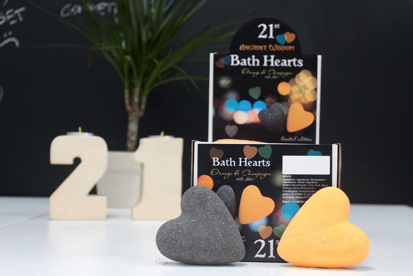21st Special Edition Bath Hearts - Orange & Champagne