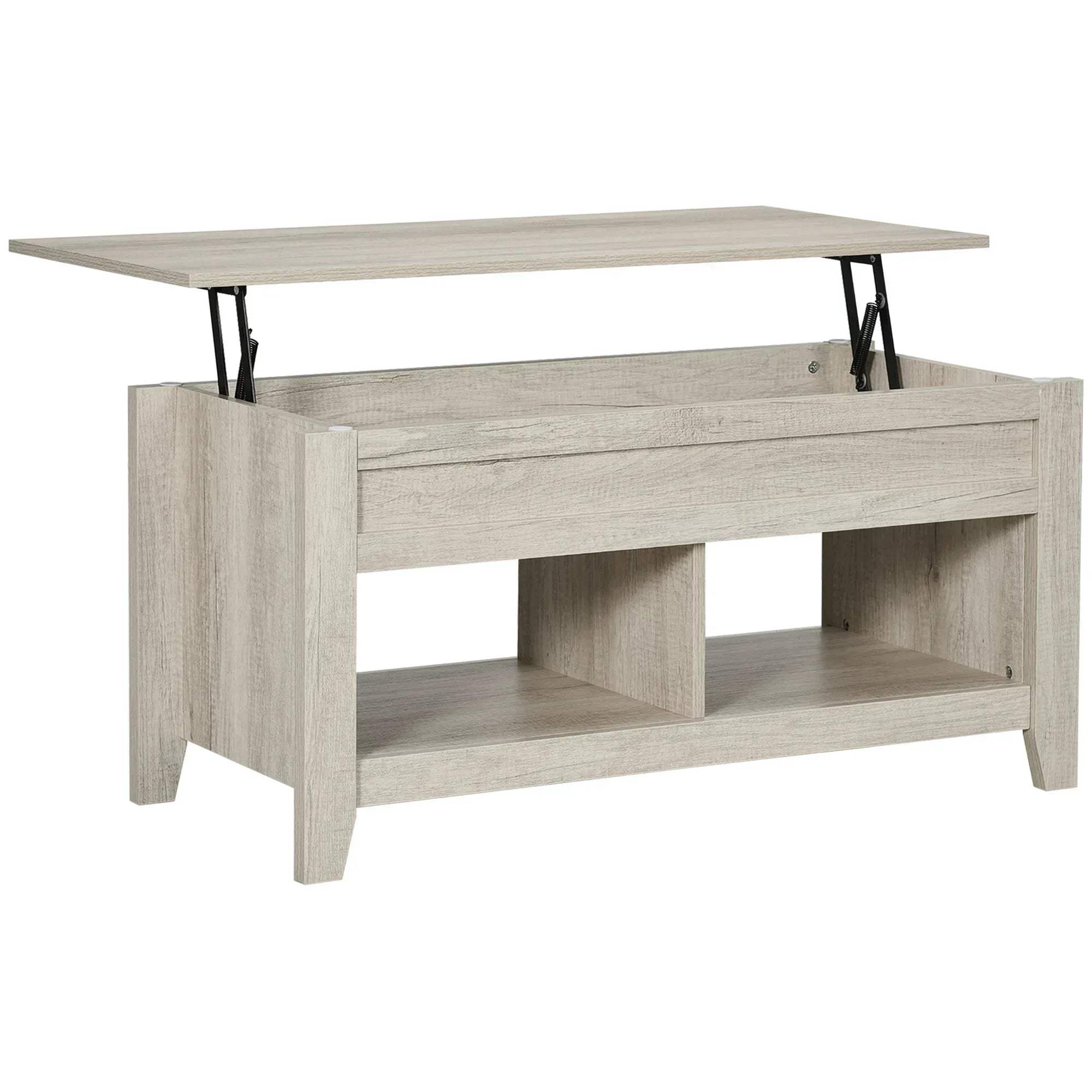 Lift Top Coffee Table w Hidden Storage Compartment Open Shelves – Bobobiy