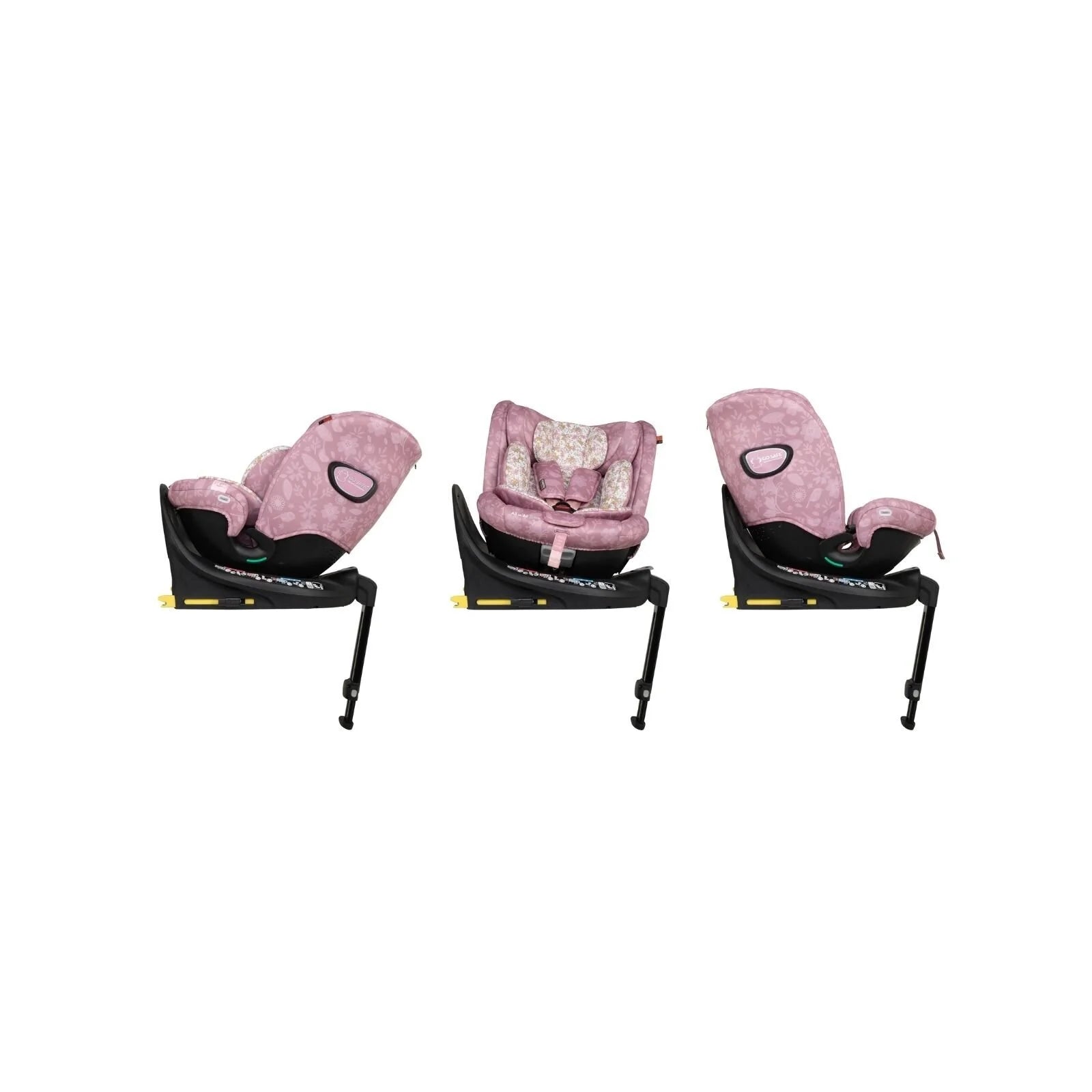 Cosatto i-Size car seat side view set with pink fabric and headrest insert
