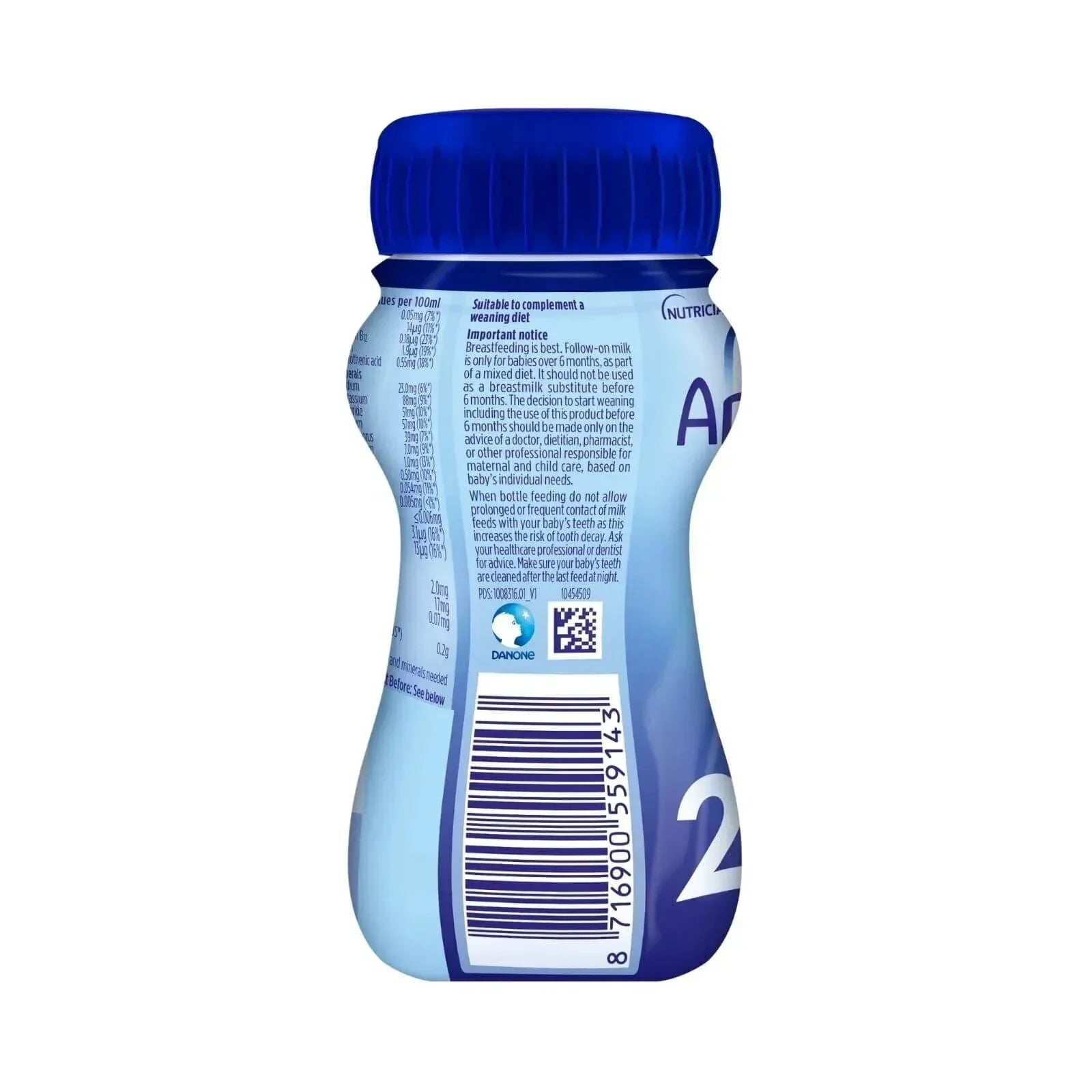 Aptamil 2 Follow On Ready to Drink Liquid Milk 6-12 months 200ml - Bobobiy