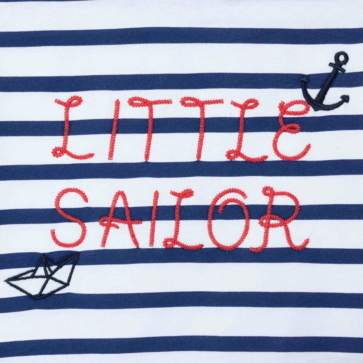 HelloBaby Boys T-shirt Nautical Print Little Sailor Crew Neck Short Sleeve - Navy Printed