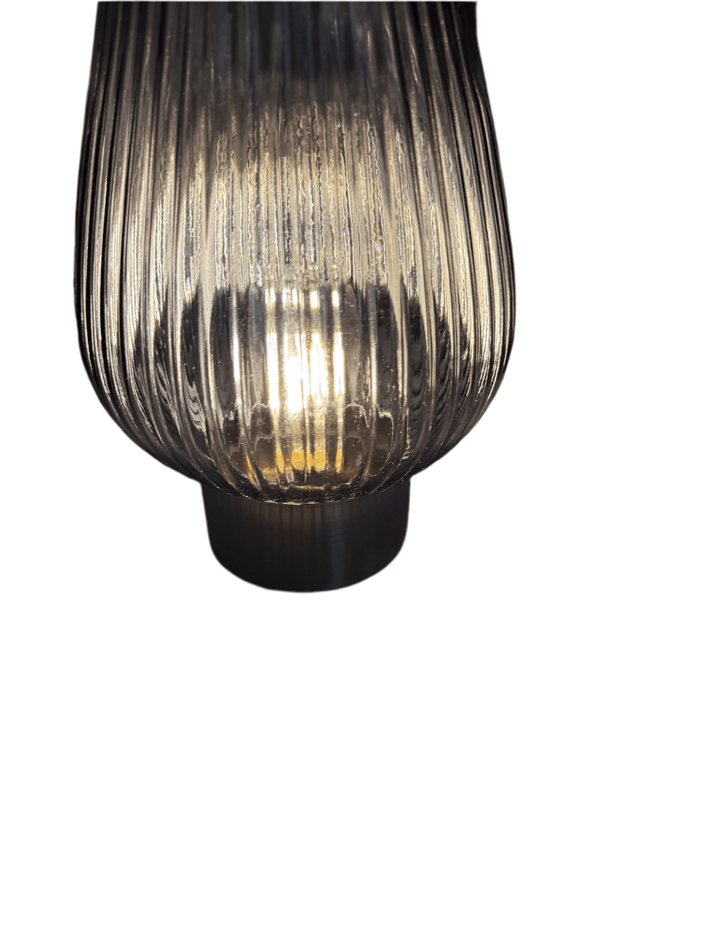 33cm LED Glass Footed Ridged Lamp - Blue