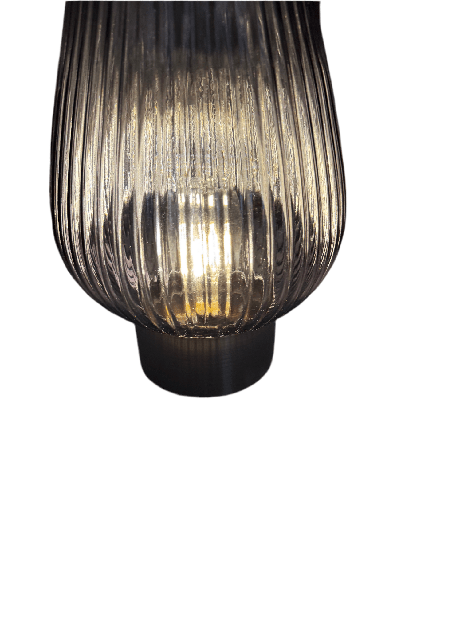 33cm LED Glass Footed Ridged Lamp - Blue