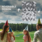 Reversible grey-and-white leaf-pattern outdoor rug