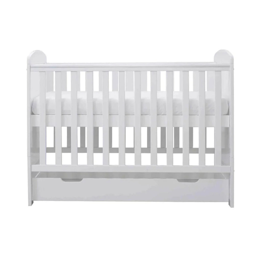 Ickle Bubba Coleby Mini Cot Bed & Under Drawer White - Fibre Mattress