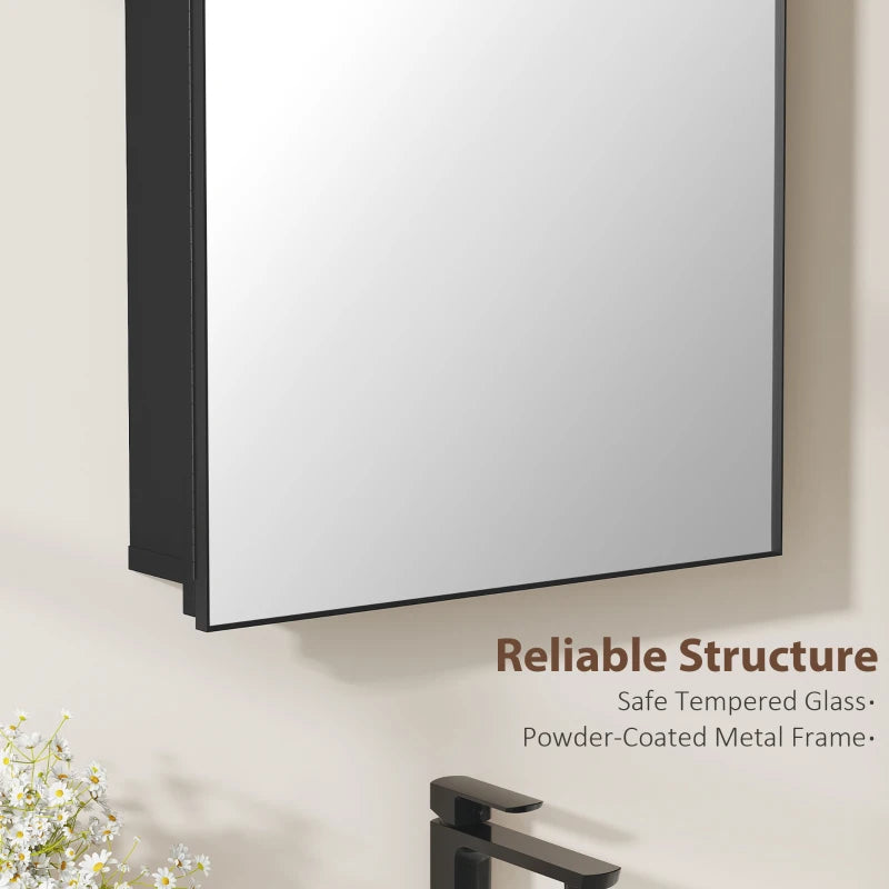 Black framed bathroom mirror panel with clean arched top edge