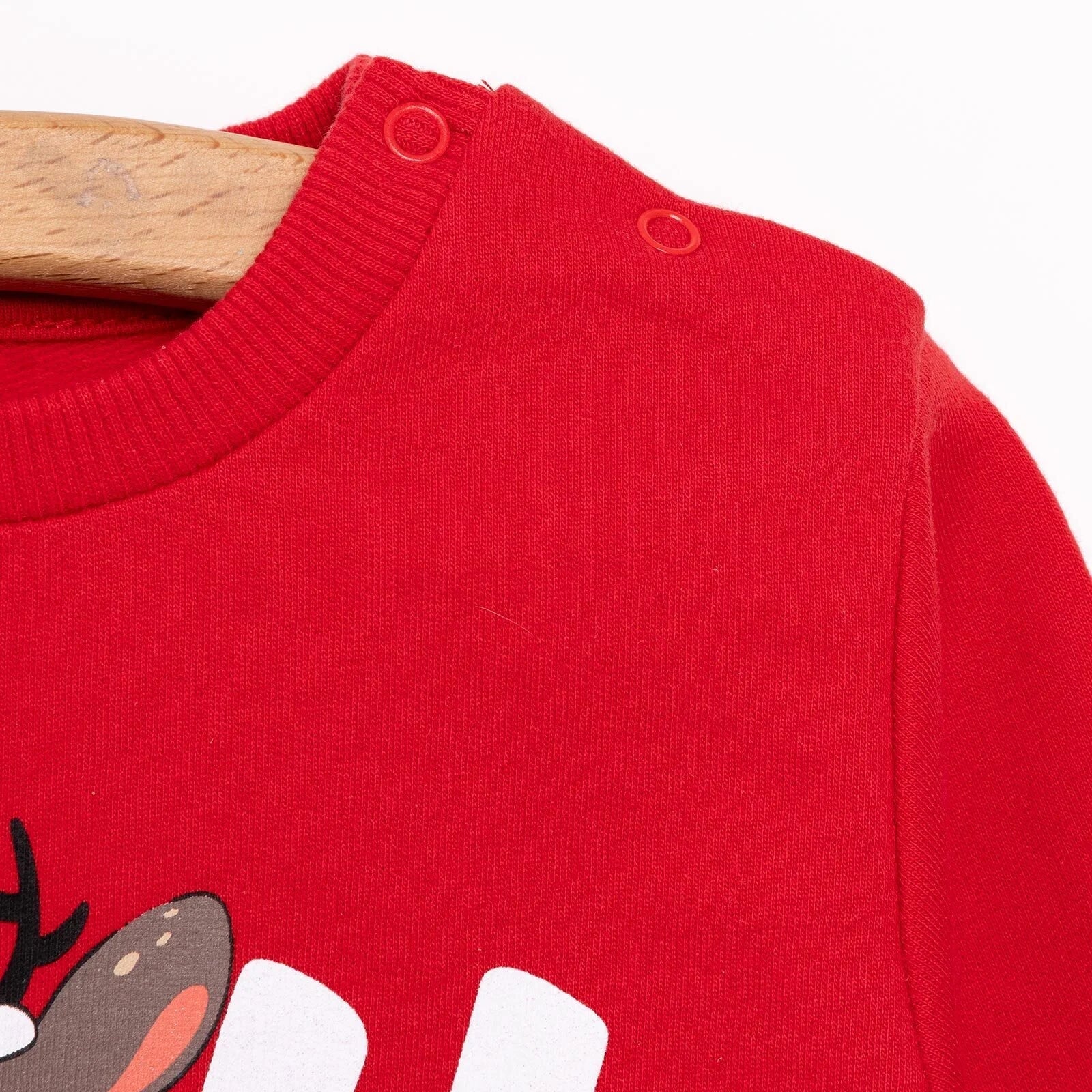 HelloBaby Christmas Baby Girl Low Raised Deer Printed Sweatshirt - Red