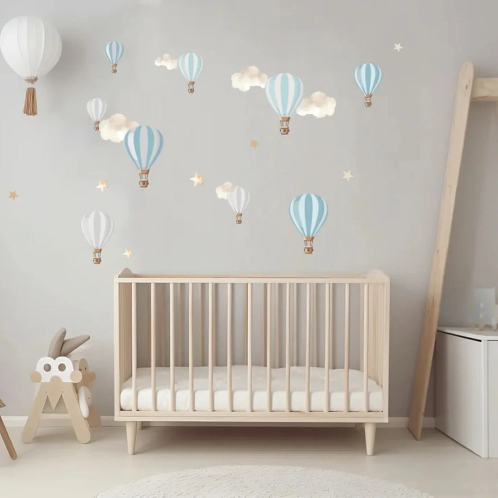 Live Vida Hot Air Balloons Wall Stickers A5 - Blue & Grey