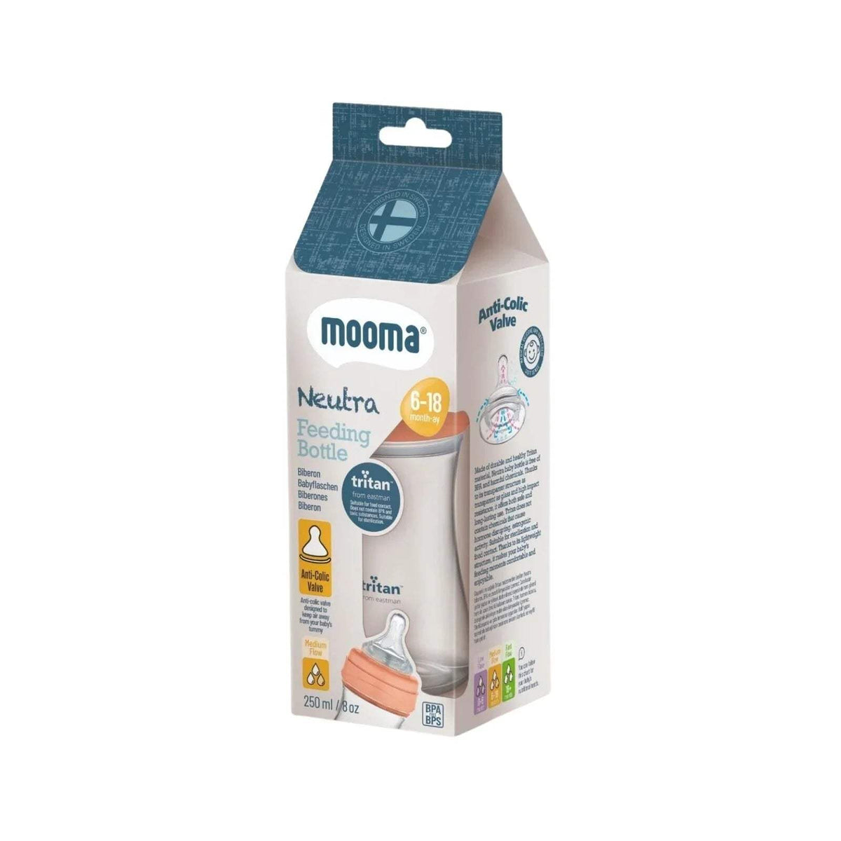Retail box for Neutra feeding bottle with anti-colic valve, Tritan, 250ml