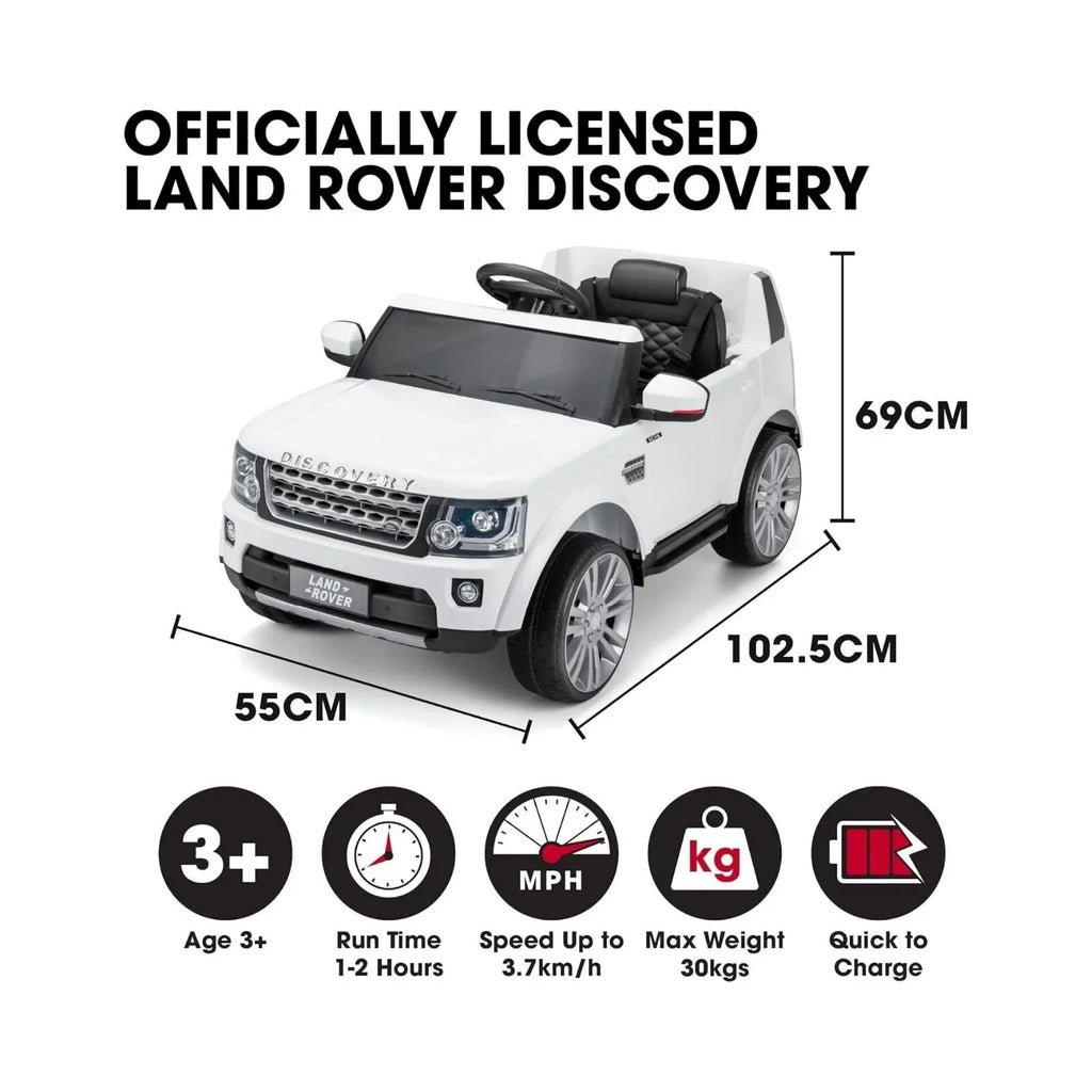 Xootz Landrover Discovery 12V Ride On Lithium - White