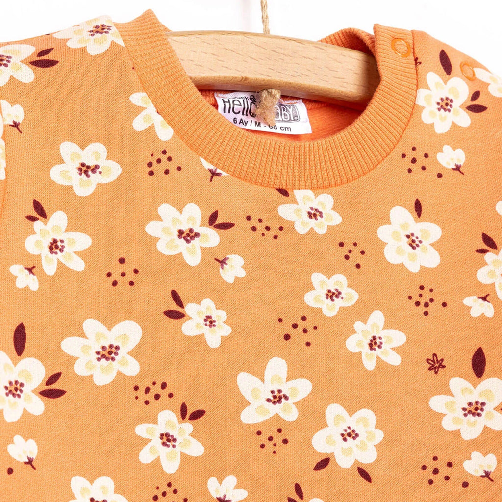 HelloBaby Baby Girl Basic Flower Printed Sweatshirt - Printed