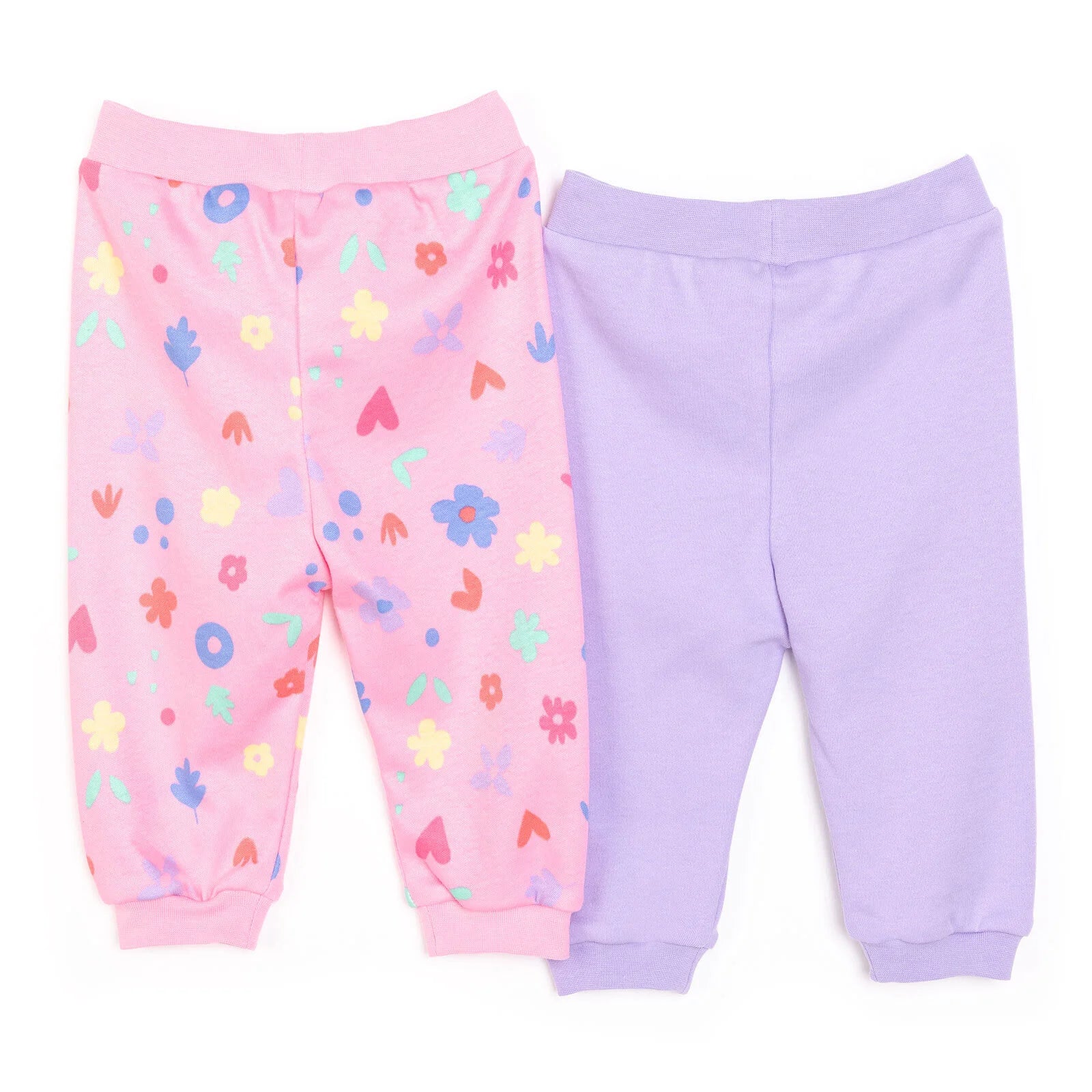 HelloBaby Basic Girl Flower Patterned Footed Bottom 2 pcs - Pink