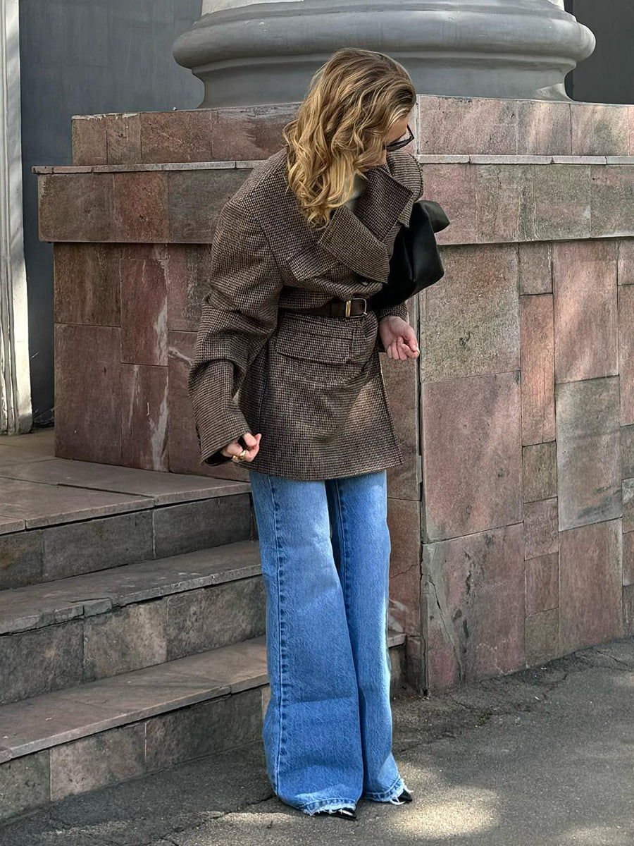 Mid-Length Double-Breasted British-Style Wool Coat