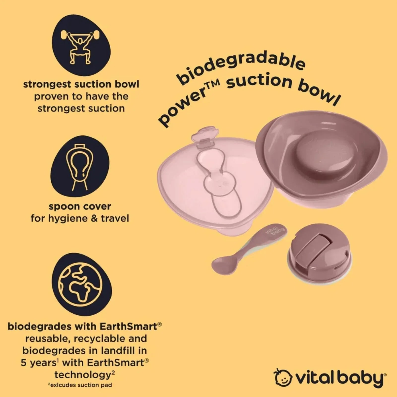 Vital Baby Nourish Power Suction Bowl - Natural Moss - Bobobiy