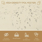 Cream screen fabric with water droplets, textured high-density polyester look