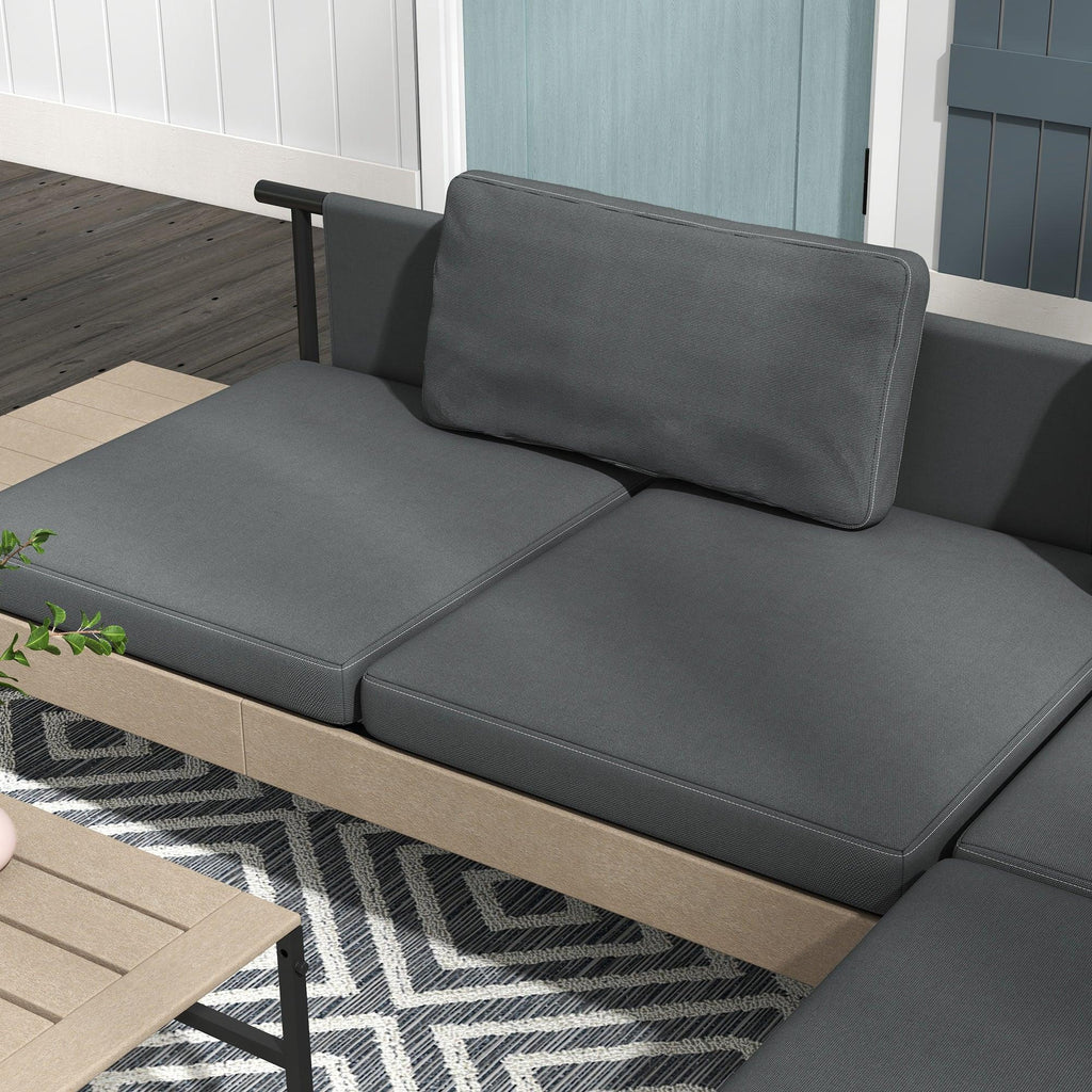 Three-Piece 'L' Garden Sofa Set - Grey - Bobobiy