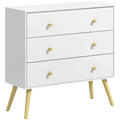 Chest of Drawers, 3-Drawer Storage Organiser Unit with Wood Legs for Bedroom, Living Room, White - Bobobiy