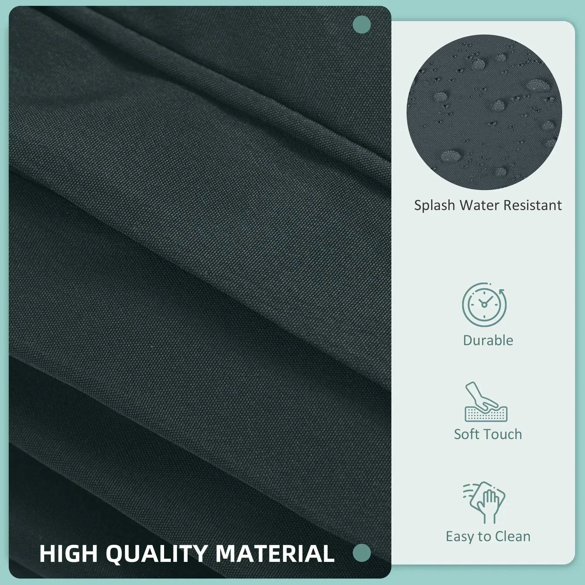 Garden Rattan Sofa Cushion Polyester Cover Replacement Outdoor- No Cushion Included, Dark Grey - Bobobiy