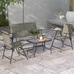 Outsunny Four Piece Metal Garden Sofa Set Mixed Brown