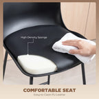 Black PU leather bar stool seat with high-density sponge and smooth wipe-clean surface