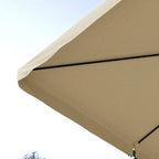 Close-up of Khaki cantilever parasol canopy fabric and curved edge stitching