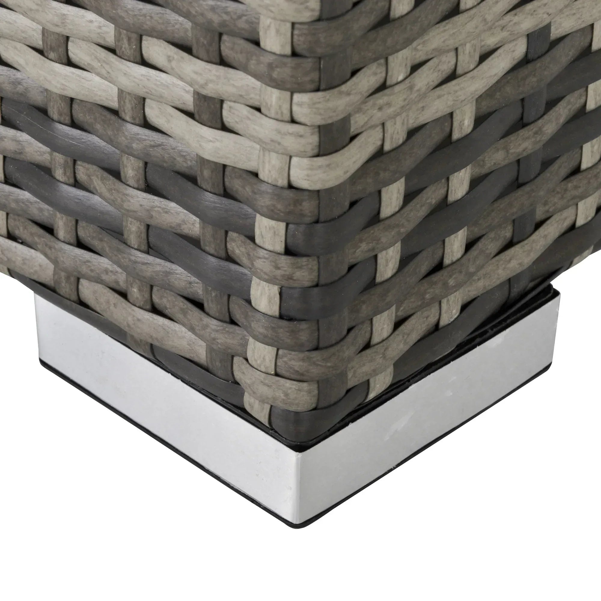 Square PE Wicker Rattan Table with Glass Top - Dark Grey - Bobobiy