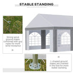 Light grey marquee gazebo with white arched window openings and side wall panels