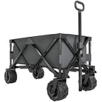 Dark grey folding pull-along cargo wagon trailer with telescopic handle and anti-slip wheels