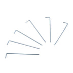 Set of six light gray steel stakes for securing a pop-up beach tent
