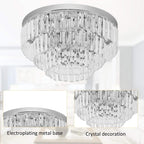 Silver crystallite ceiling chandelier with clear crystal decoration and chrome ceiling plate