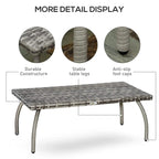 Grey PE wicker coffee table with woven top and stable curved legs