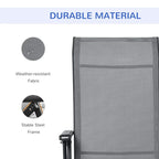 Grey texteline chair back panel with weather-resistant fabric and stable steel frame
