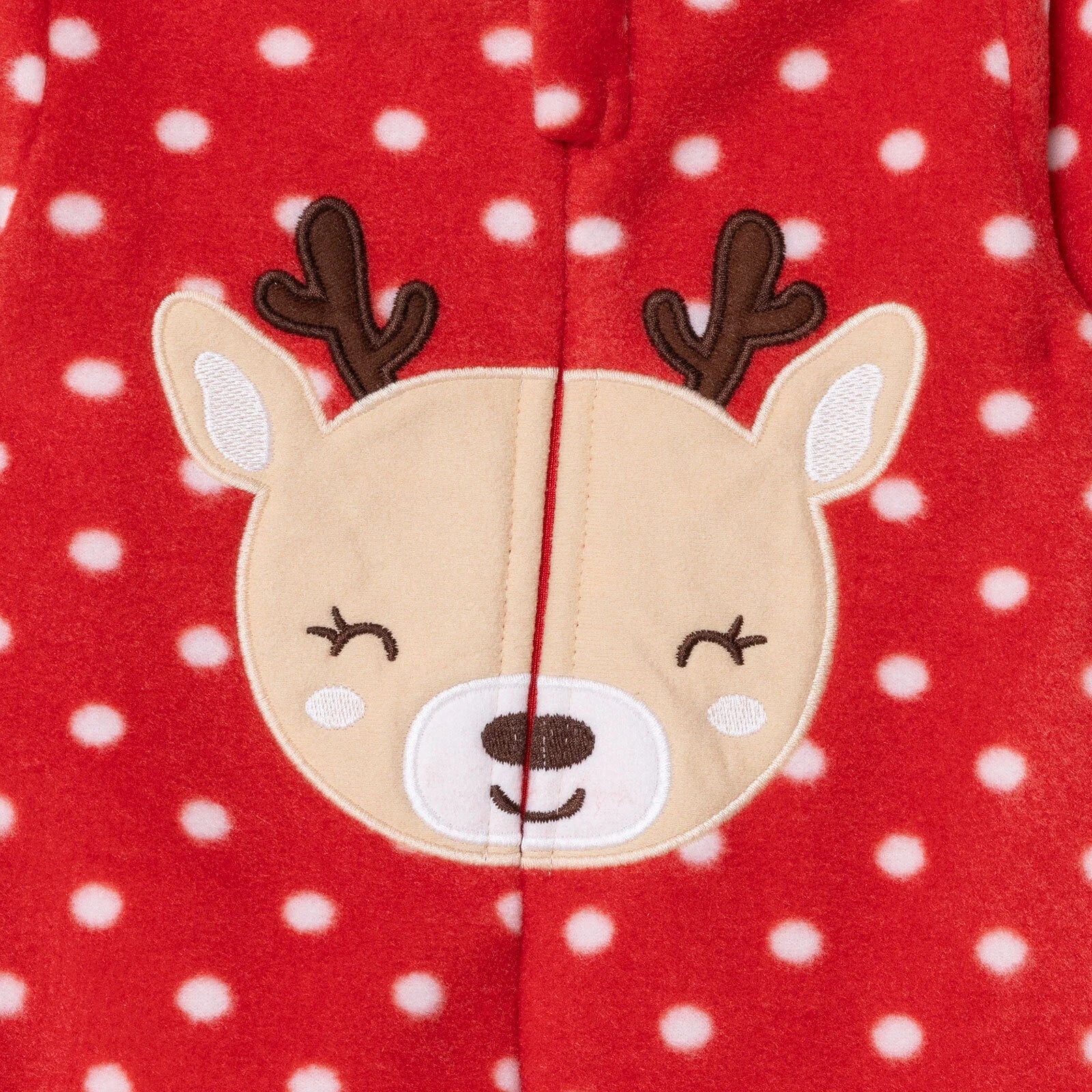 HelloBaby My First Christmas Newborn Girl Polar Footed Jumpsuit - Red Printed