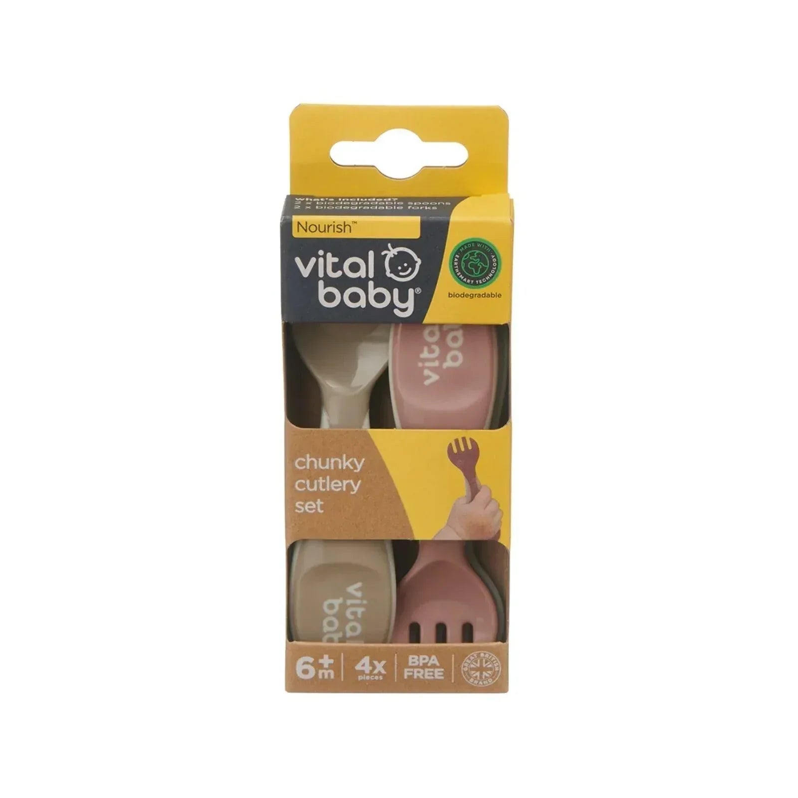 Vital Baby Nourish Chunky Cutlery Natural Pack of 4 - Bobobiy