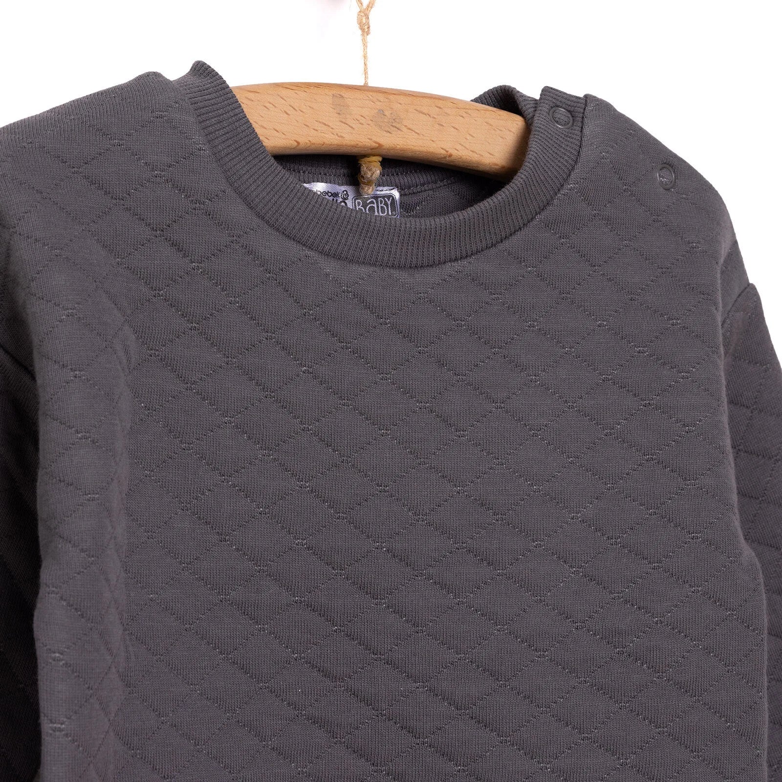 HelloBaby Newborn Quilted Sweatshirt-Footed Bottom - Charcoal