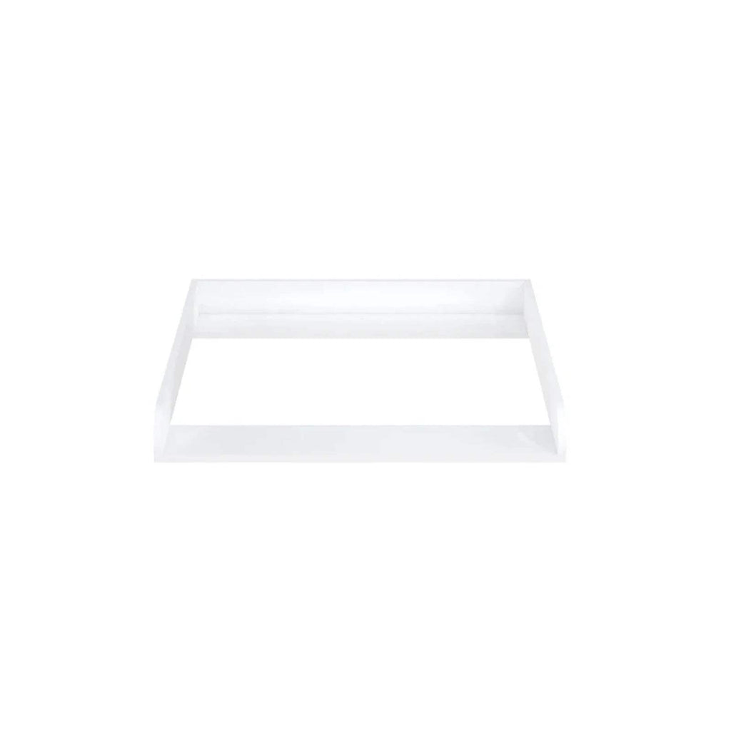 White universal baby changing top with open recessed center and raised side rails