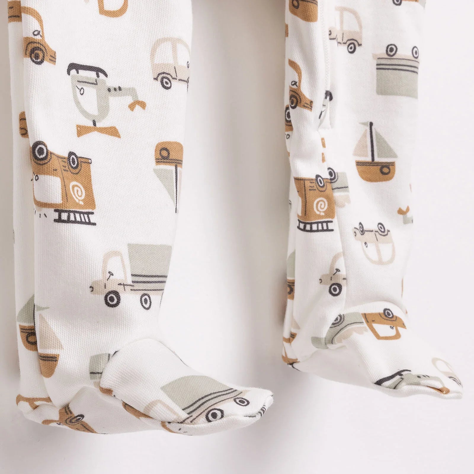 HelloBaby Newborn Boy Organic Footed Jumpsuit - Ecru