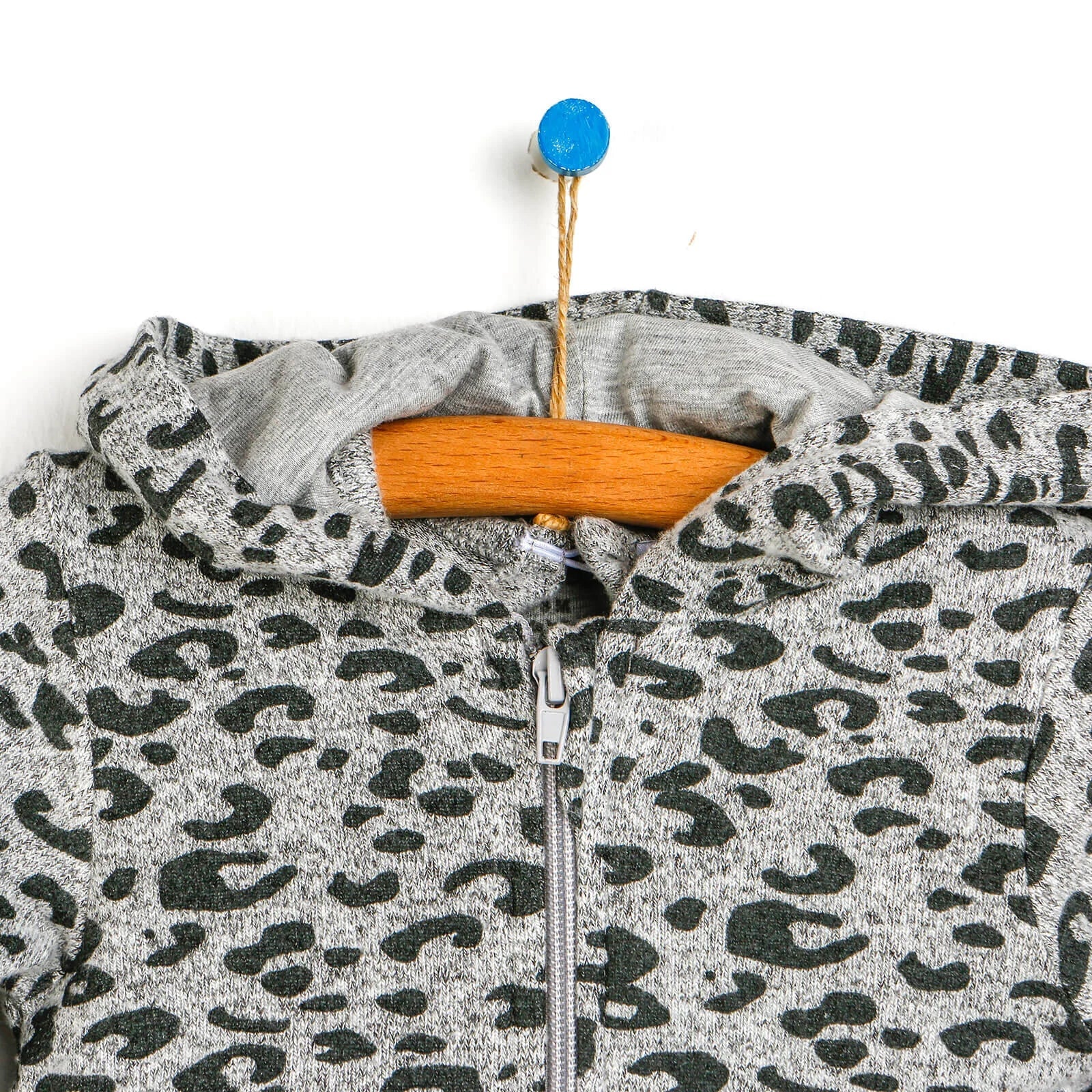 For My Baby Newborn Leopard Sweatshirt - Grey Melange