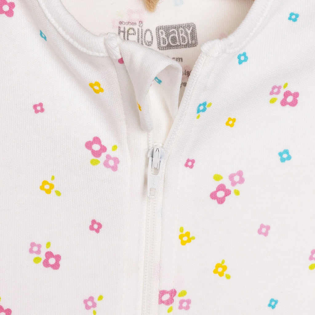 HelloBaby Newborn Girl Footed Jumpsuit - Ecru